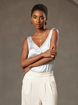 [Light Blue] SilkSilky  Sleeveless V Neck Camisole Top 004