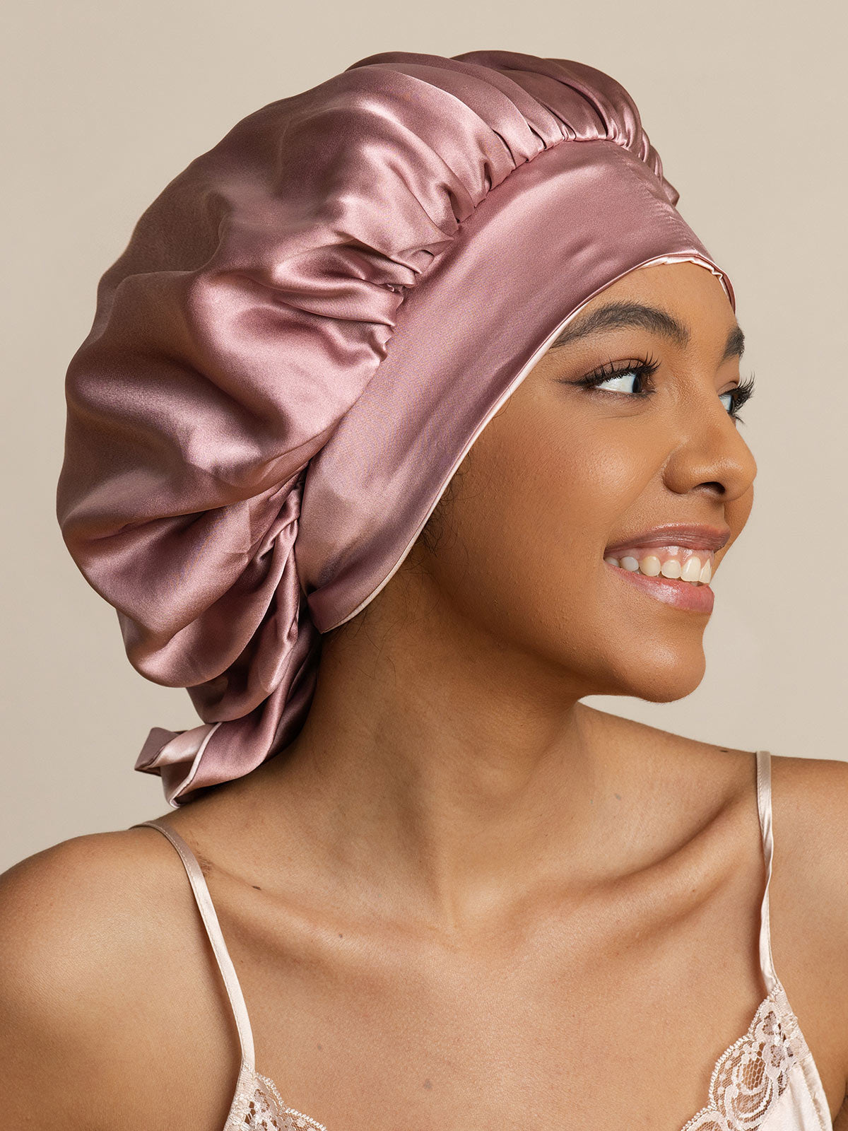 SilkSilky  Pure Silk Sleep Cap PaleMauve 004