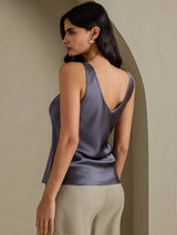 [Dark Gray] SilkSilky  Sleeveless V Neck Camisole Top 002