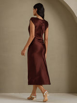 [Coffee] SilkSilky  Cap Sleeve Dress 002