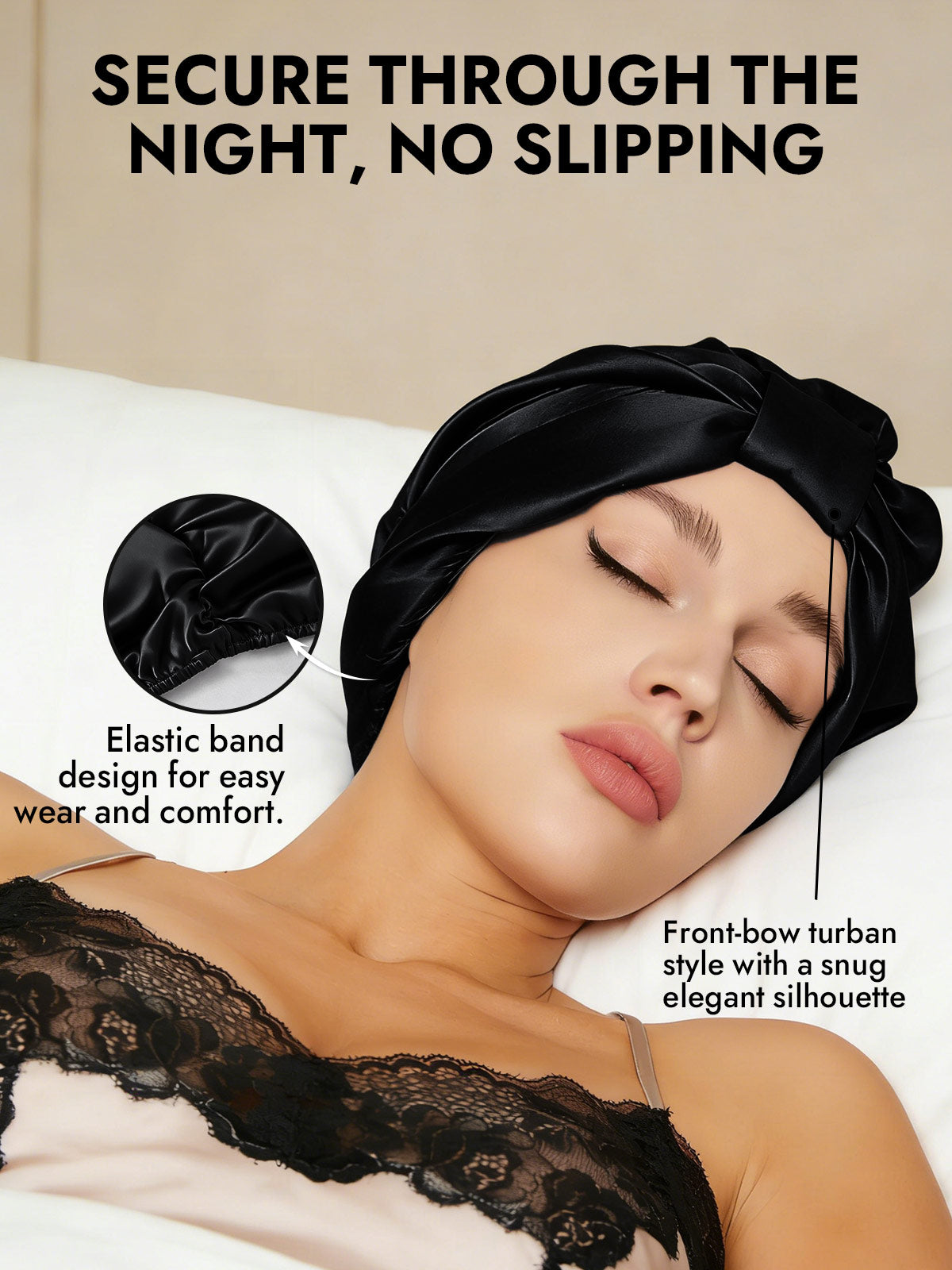 [Black] SilkSilky  Sleep Cap 004