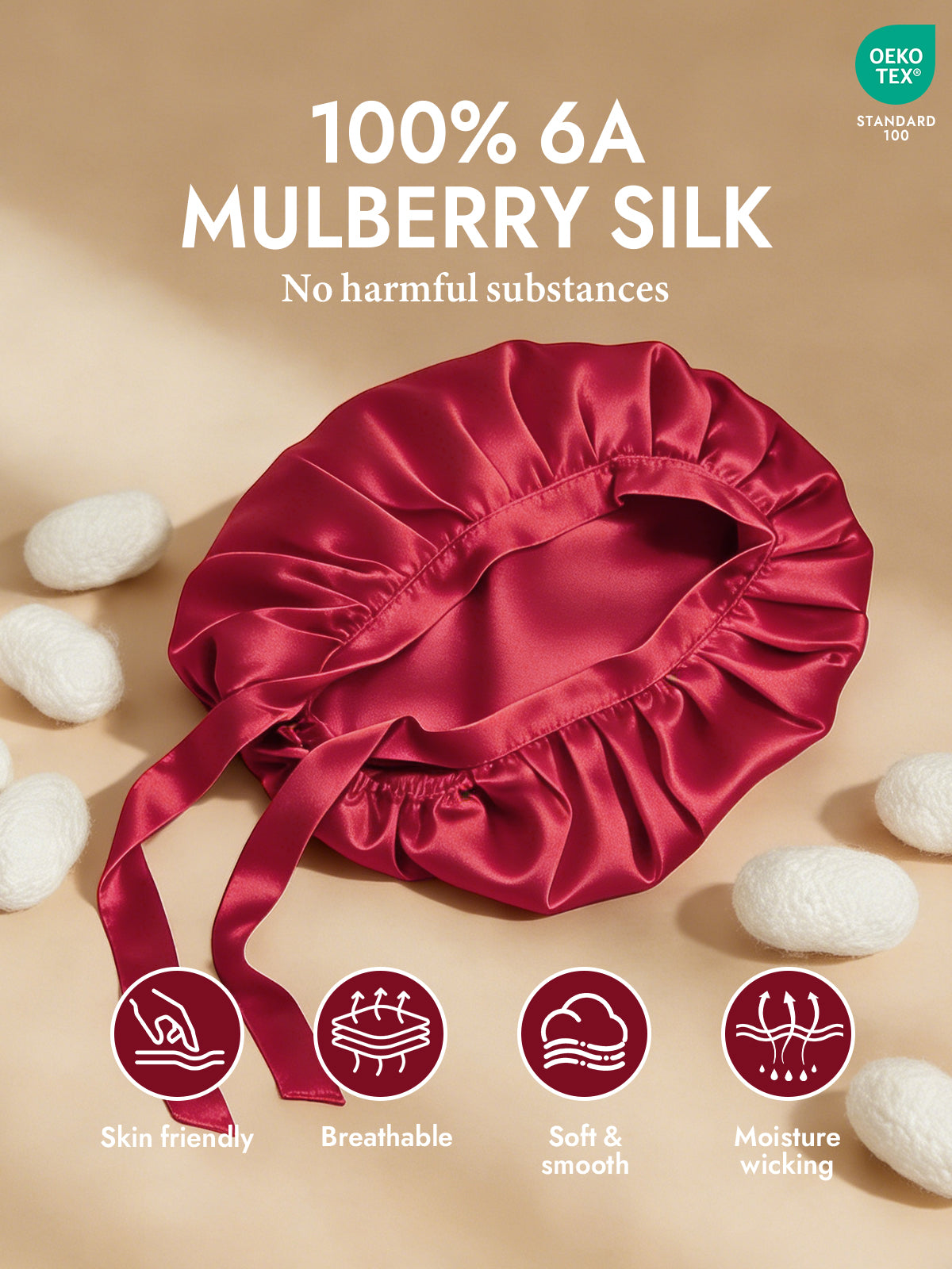 [Wine] SilkSilky  Pure Silk Sleep Cap 002