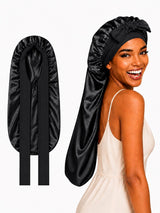[Black] SilkSilky Sleep Cap 001