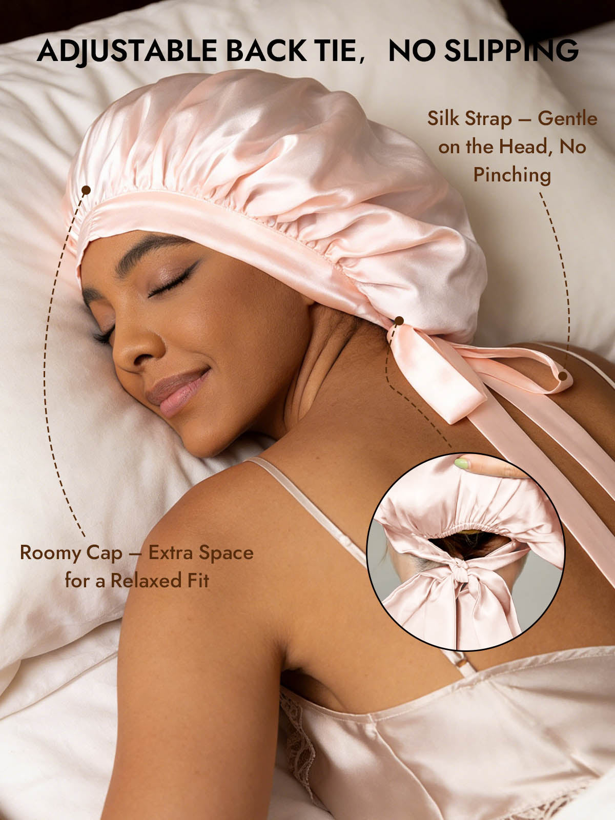 [Light Pink] SilkSilky  Pure Silk Sleep Cap 004