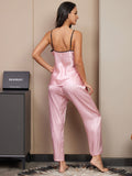 SilkSilky US Pure Silk Sleeveless V Neck Women's Pajamas Pink 002