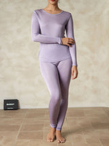 [Purple] SilkSilky  Long Sleeve Round Neck Women's Long Johns 001