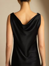 [Black] SilkSilky  Sleeveless Cowl Neck Dress 004