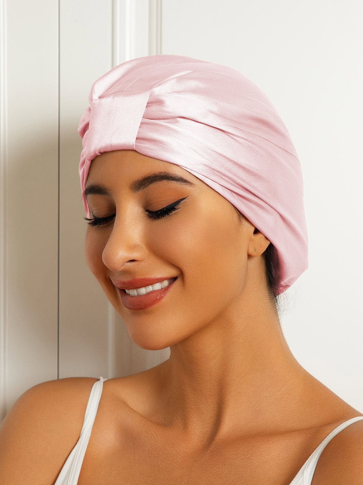 SilkSilky  Pure Silk Sleep Cap LightPink 002