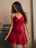 SilkSilky US Pure Silk Sleeveless Nightgown Wine 005