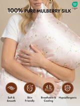19Momme 100% Mulberry Silk Pillowcase - Snowbud Lily