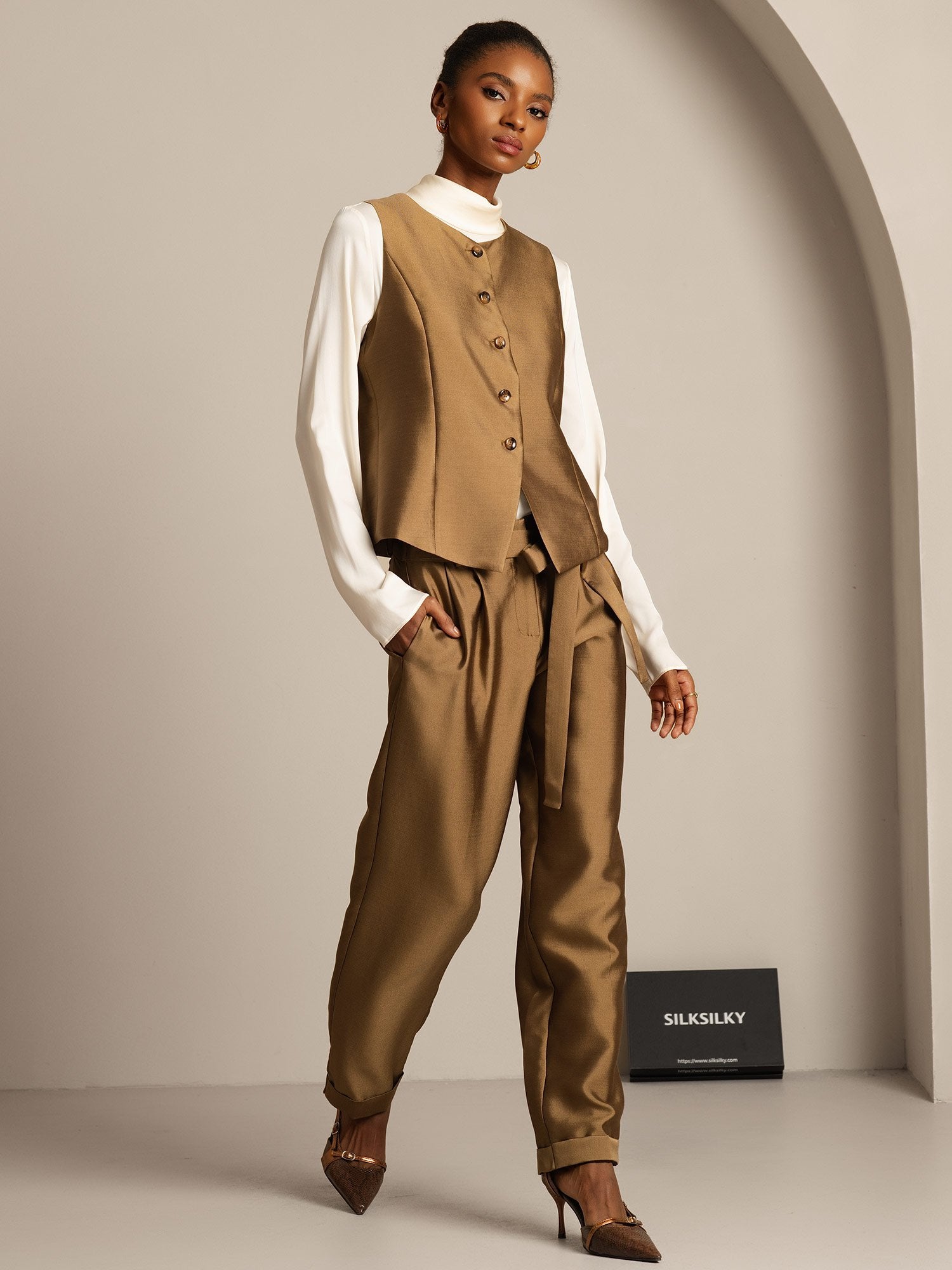 [Bronze] SilkSilky 32Momme Silk Womens Vest 007