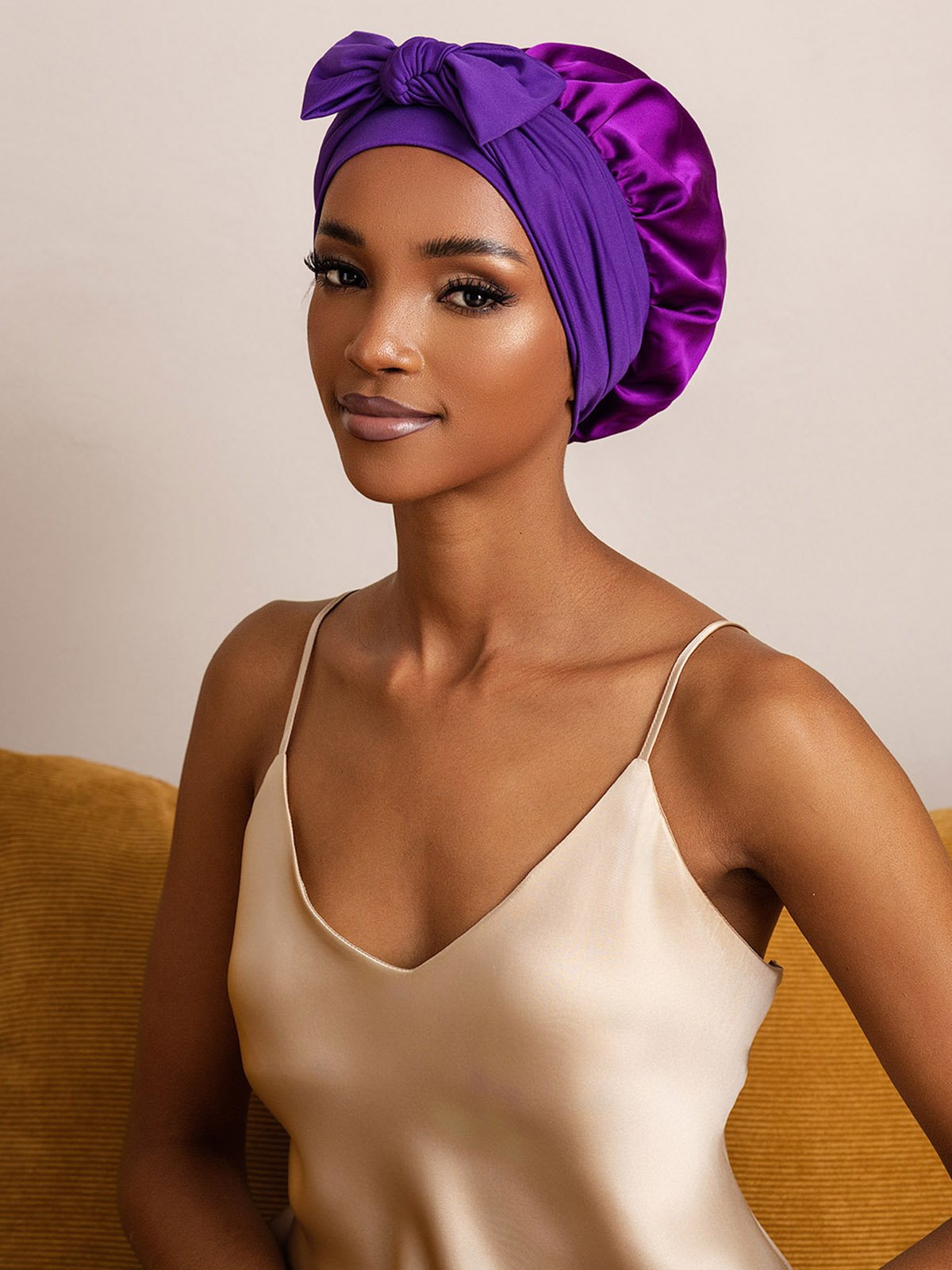 SilkSilky Pure Silk Sleep Cap Purple 001