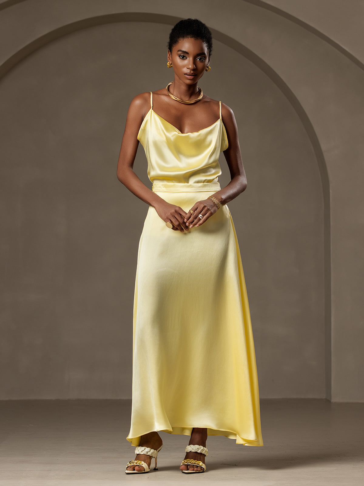 [Light Yellow] SilkSilky  19Momme Silk Skirt 003