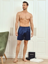 [Dark Blue] SilkSilky  Men's Sleep Shorts 005