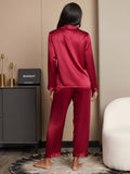 SilkSilky  Pure Silk Long Sleeve Lapel Women's Pajamas Wine 002