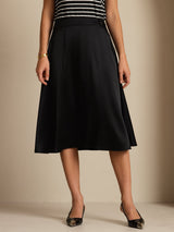 [Black] SilkSilky  19Momme Stretch Silk Charmeuse Skirt 005