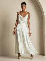 [White] SilkSilky  Spaghetti Strap Cowl Neck Women's Outfit Sets 001