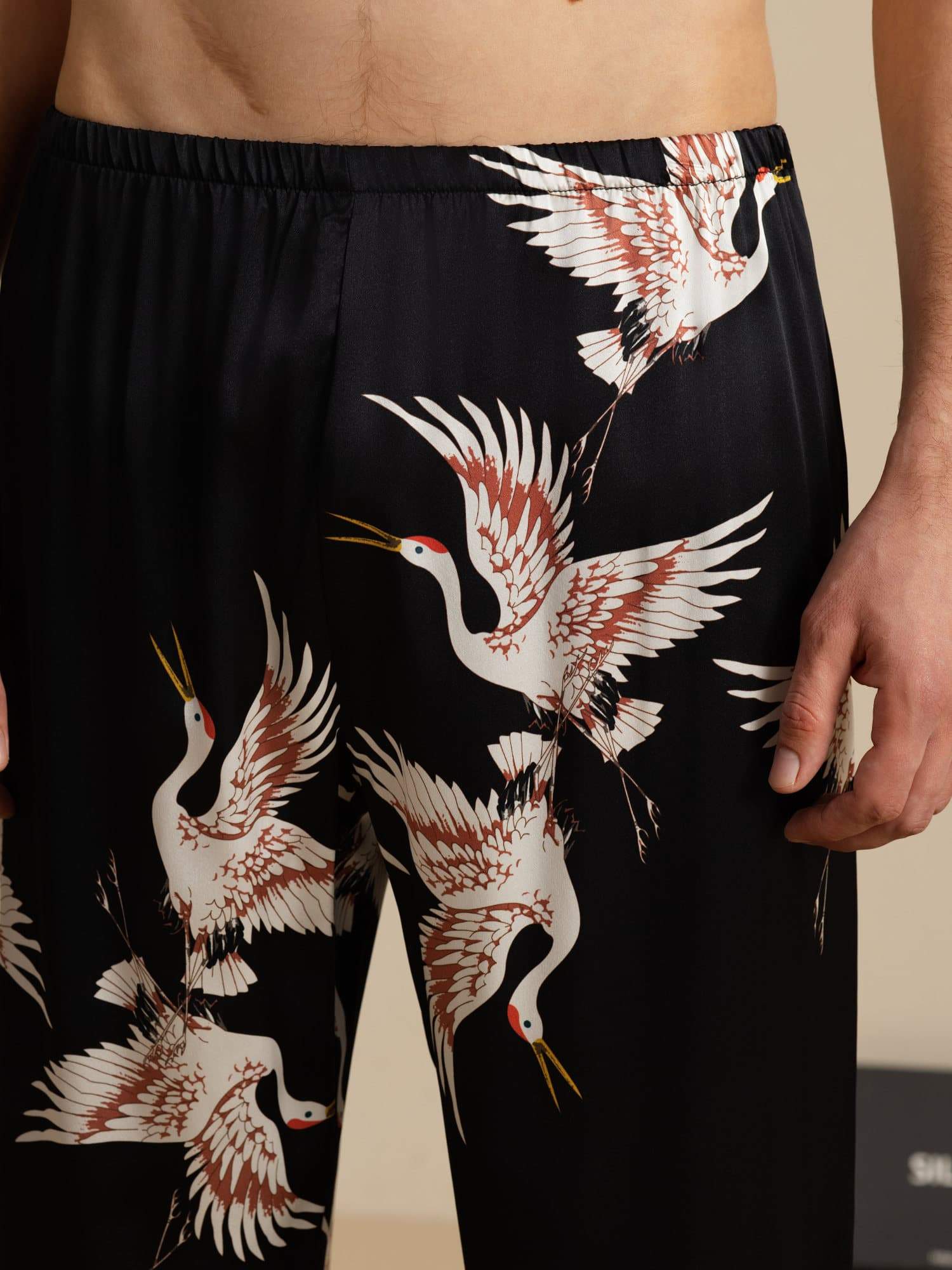 [Black] SilkSilky 19Momme Mens Sleep Bottoms 005