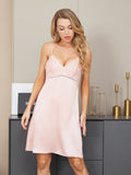 SilkSilky US Pure Silk Sleeveless V Neck Nightgown LightPink 006