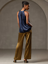 [Dark Blue] SilkSilky  Sleeveless Halter Women's T-Shirt 002