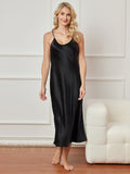 SilkSilky  Pure Silk Sleeveless Boat Neck Dress Black 003