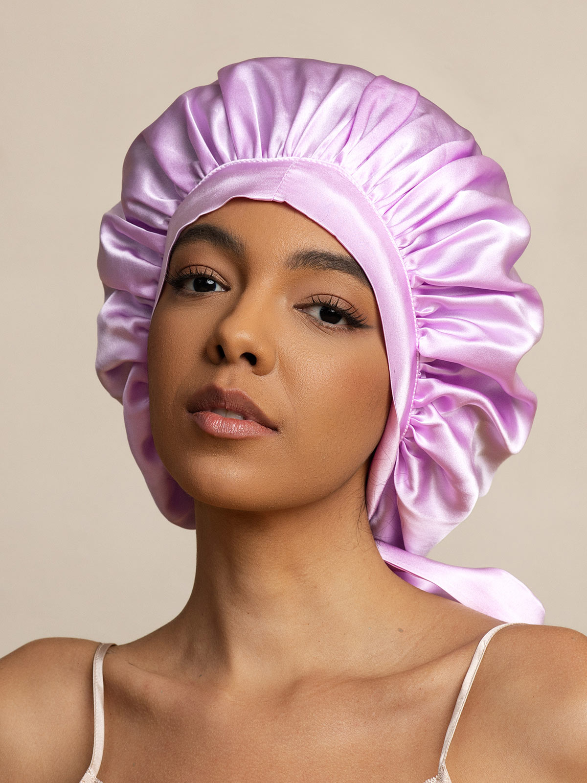 [Lavender] SilkSilky  Pure Silk Sleep Cap 001
