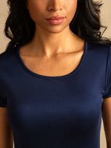 [Dark Blue] SilkSilky  Short Sleeve Round Neck Women's Loungewear 004