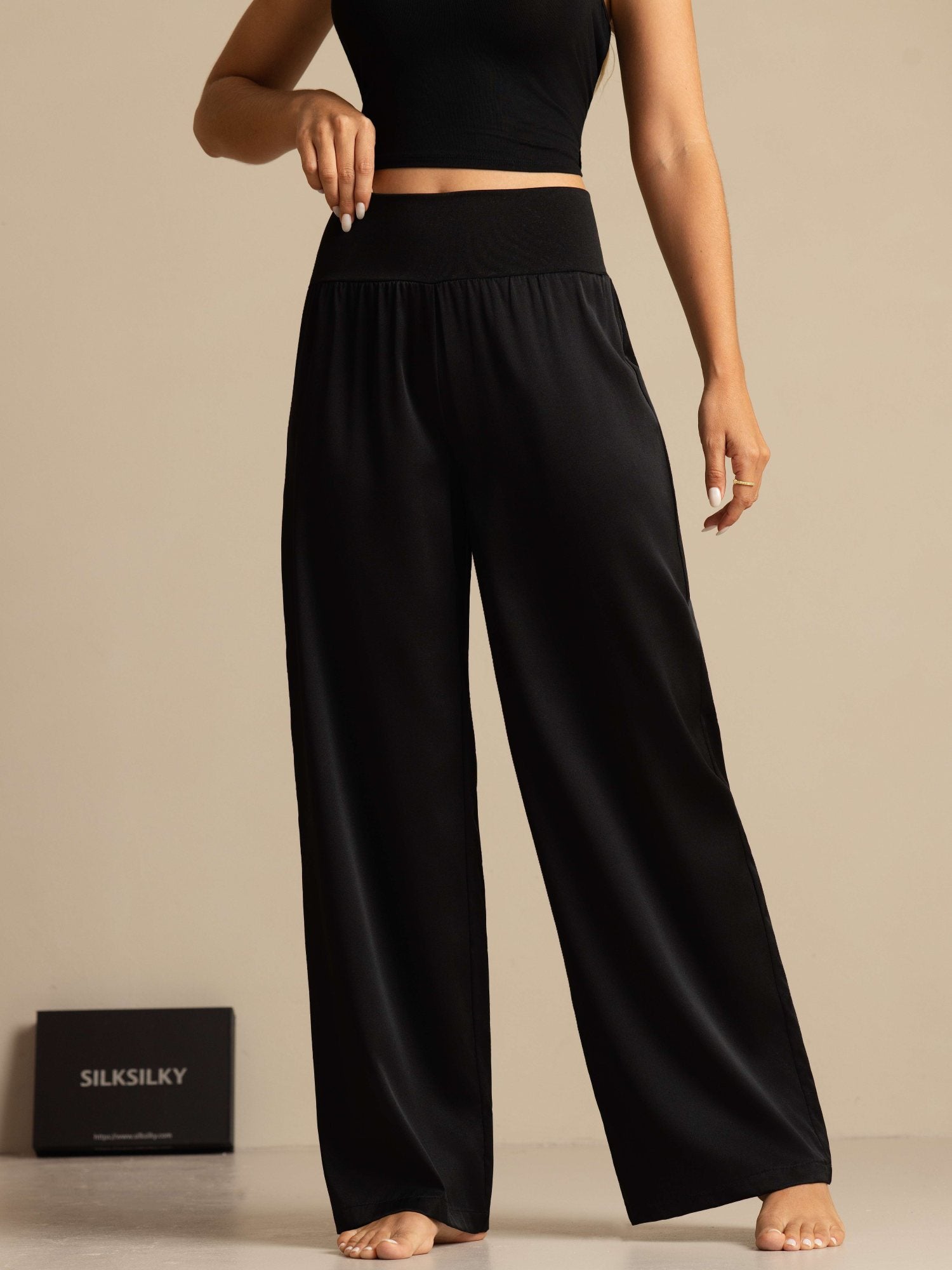 [Black] SilkSilky 19Momme Silk Womens Pants 005