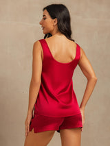 [Wine] SilkSilky  Sleeveless Scoop Neck Women's Pajamas 002