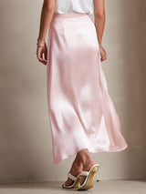 [Pink] SilkSilky  19Momme Stretch Silk Charmeuse Skirt 002