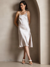 [Beige] SilkSilky  Spaghetti Strap Scoop Neck Dress 006