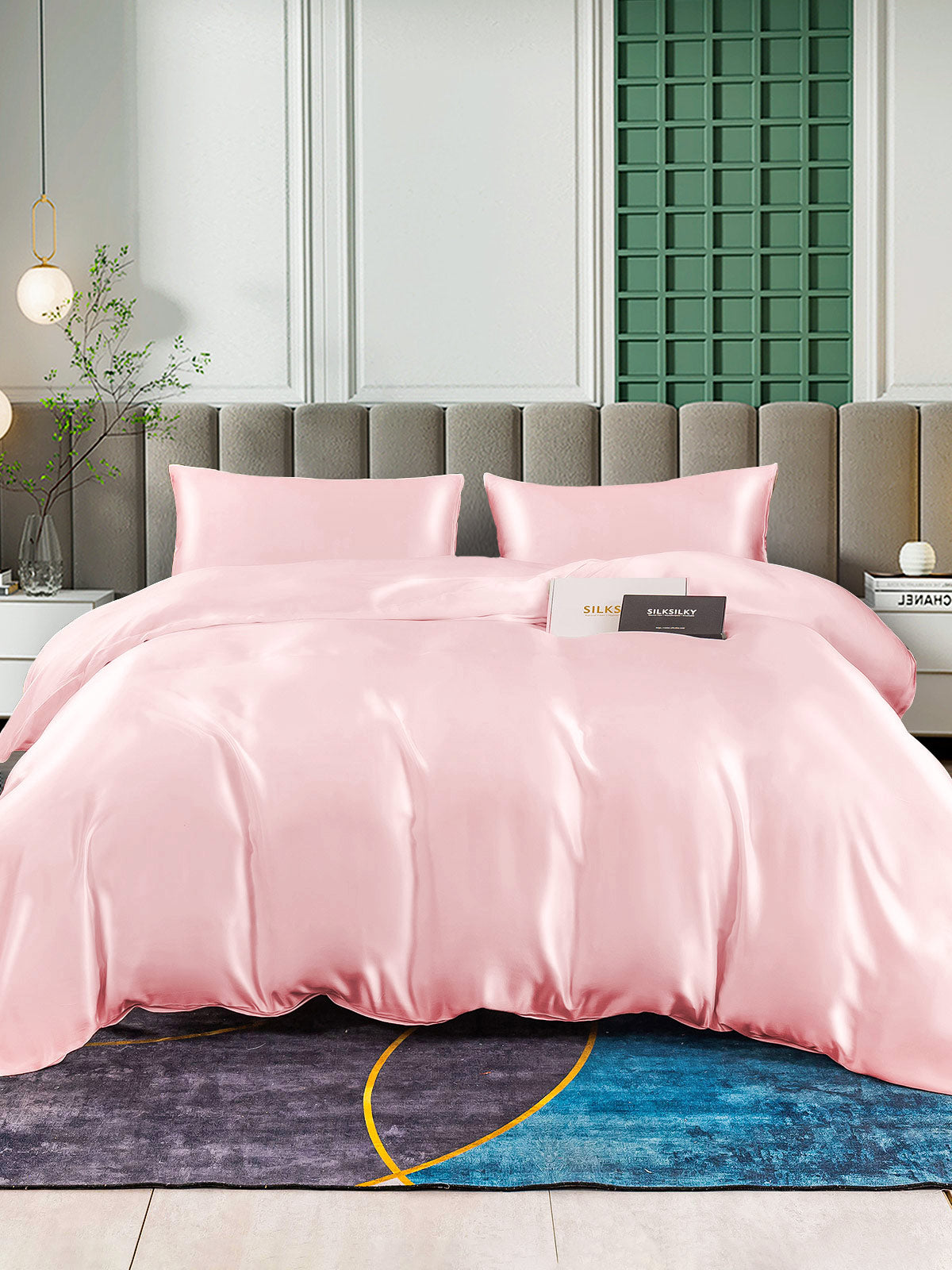 SilkSilky US 25Momme Pure Silk Bedding Set Pink 001