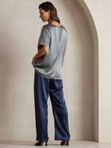[Dark Gray] SilkSilky  Short Sleeve Round Neck Women's T-Shirt 002