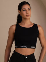 [Black] SilkSilky  Sleeveless Crew Neck Camisole Top 001