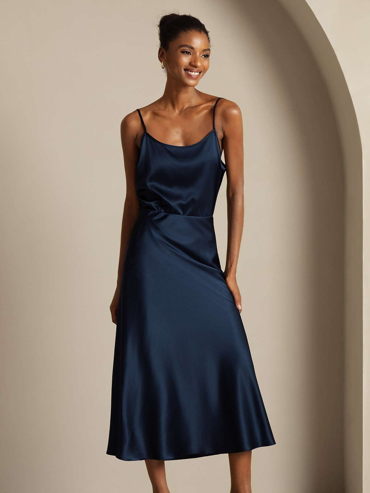[Dark Blue] SilkSilky  19Momme Pure Silk Womens Outfit Sets 005,
