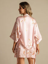 [Pink] SilkSilky  19Momme 3/4 Sleeve Women's Robe 002