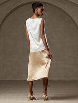 [White] SilkSilky  Sleeveless Round Neck Camisole Top 002