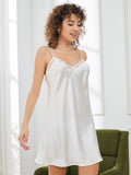 SilkSilky US Pure Silk Sleeveless V Neck Nightgown White 003