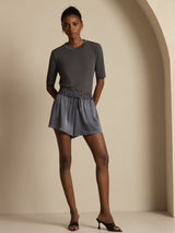 [Dark Gray] SilkSilky  19Momme Stretch Silk Charmeuse Women's Shorts 008