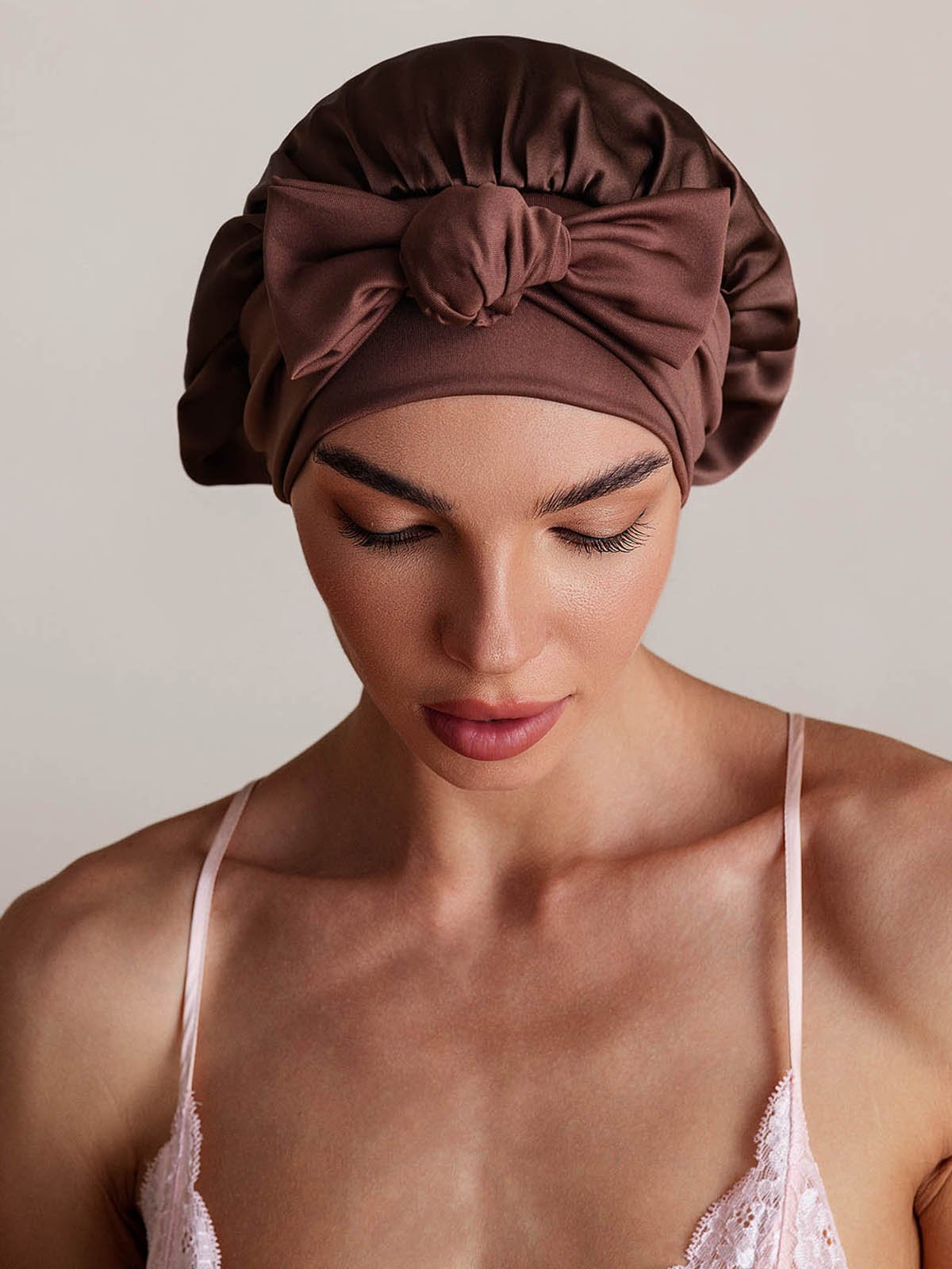 SilkSilky Pure Silk Sleep Cap Coffee 006