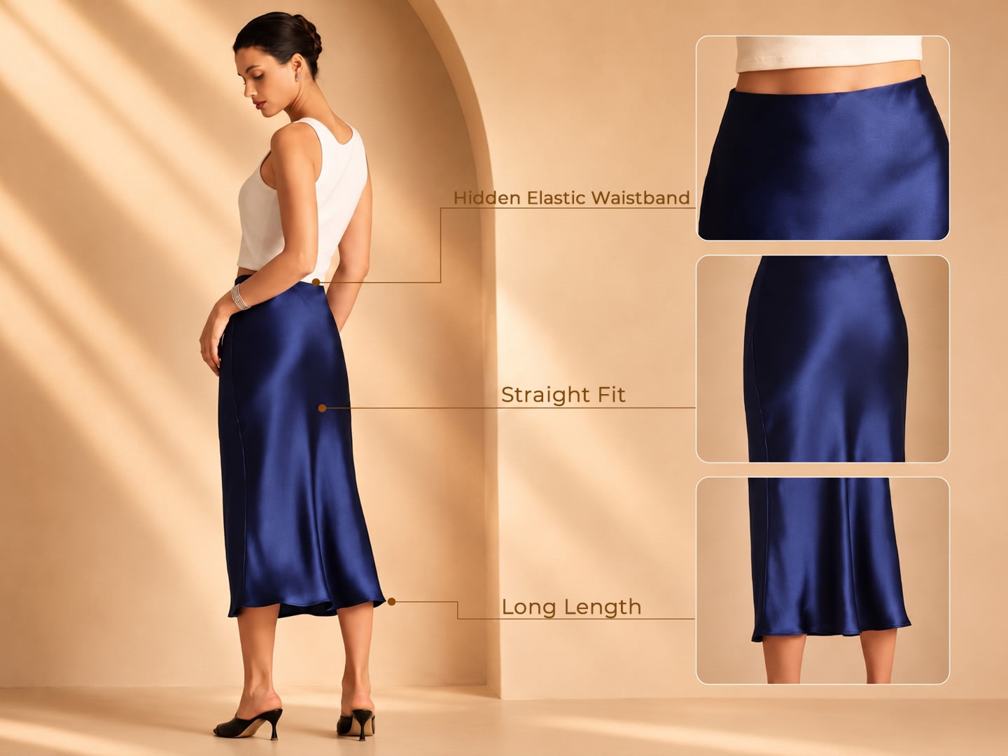 100% Mulberry Silk Stretch Long Straight Skirt – SILKSILKY