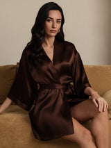 [Coffee] SilkSilky  3/4 Sleeve Women's Robe 006