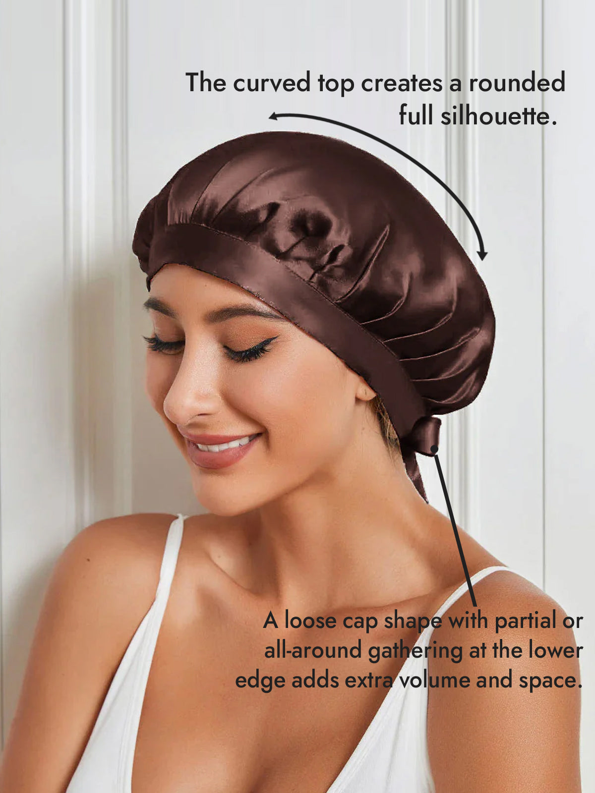 [Coffee] SilkSilky  Pure Silk Sleep Cap 003