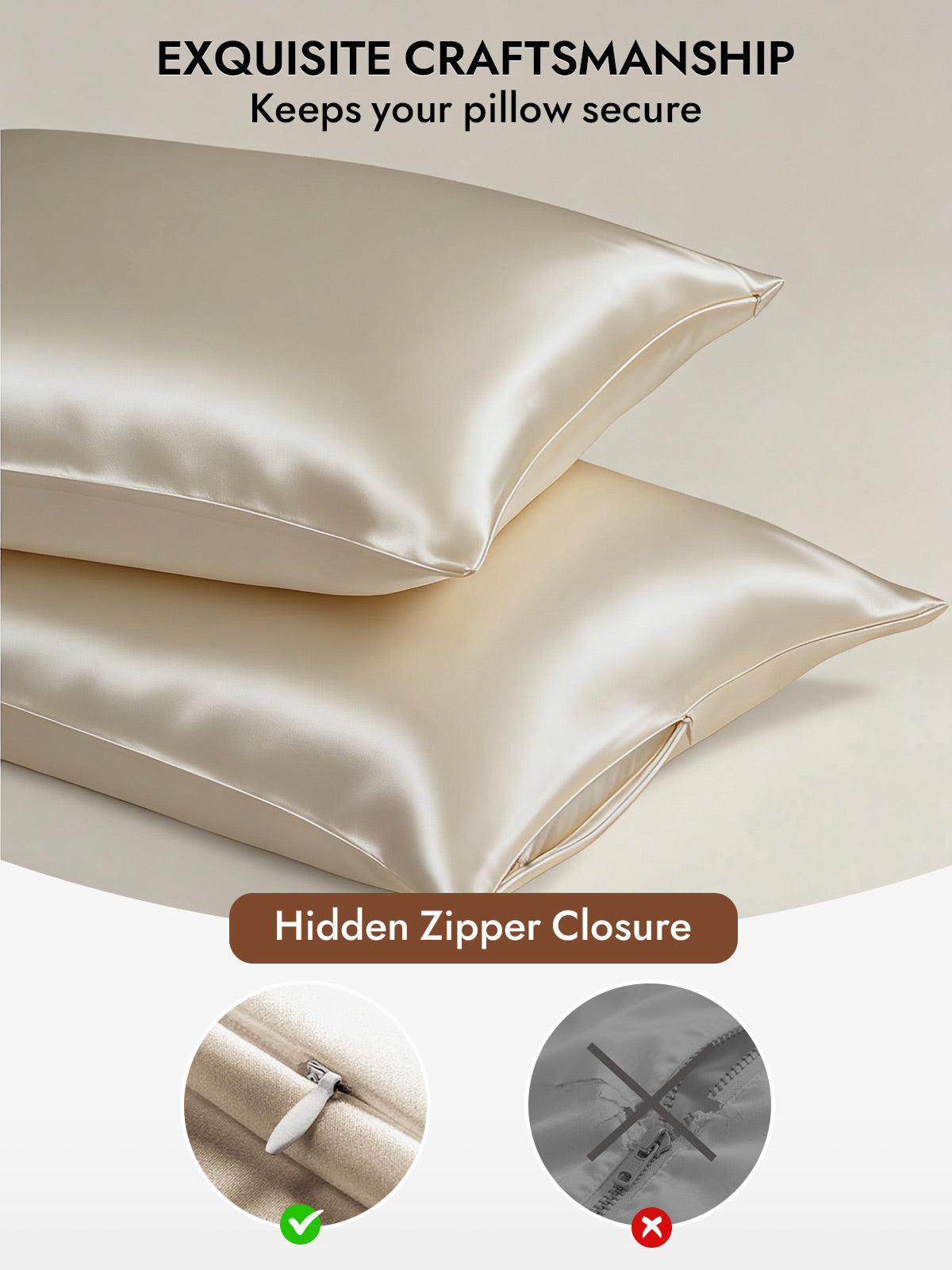 [Khaki] SilkSilky  19Momme Pure Silk Pillowcase 006