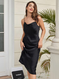 SilkSilky US Silk Sleeveless Cowl Neck Dress Black 006