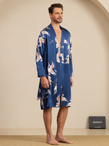 [Dark Blue] SilkSilky 19Momme Long Sleeve Mens Pajamas 005