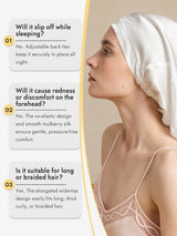 [White] SilkSilky  Pure Silk Sleep Cap 008