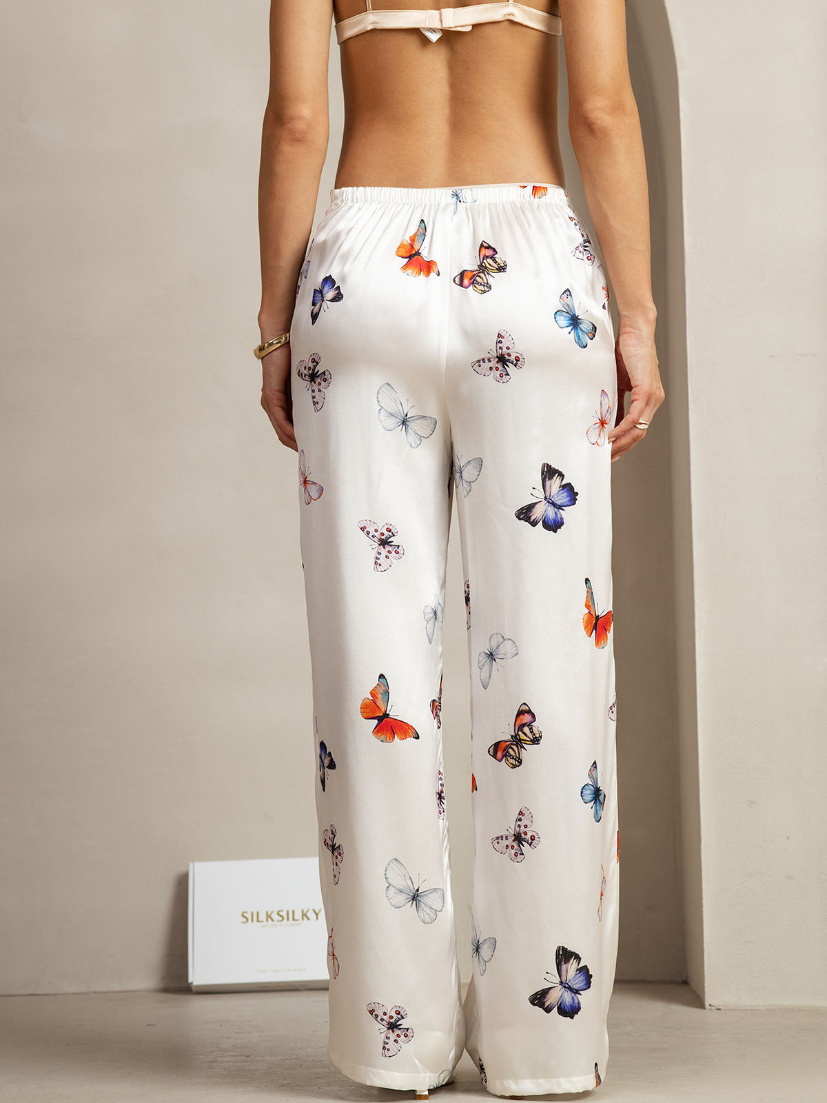 [White Butterfly] SilkSilky  19Momme Silk Womens Pants 002