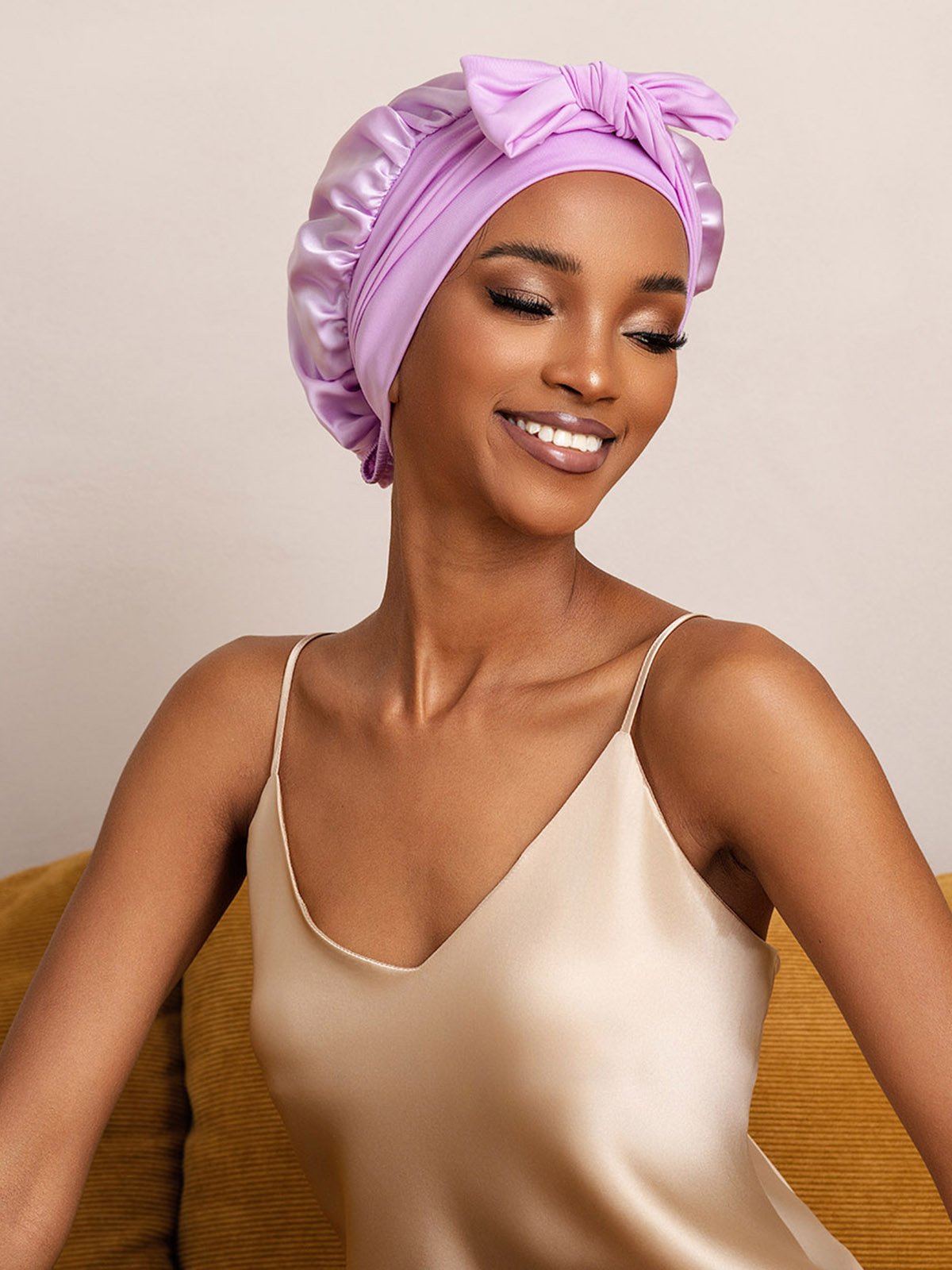 SilkSilky Pure Silk Sleep Cap Lavender 005
