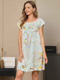 SilkSilky US Pure Silk Cap Sleeve Tie Neck Nightgown Green 003